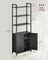 7-Tier Bookcase - Metal - Ebony Black - Adjustable Shelves with Door
