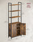7-Tier Bookcase - Wood - Rustic Brown - Adjustable Shelves with Door