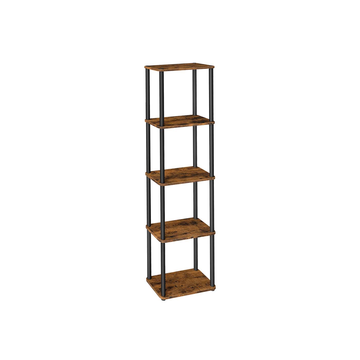 Five Tier Storage Shelf - Wood - Rustic Brown