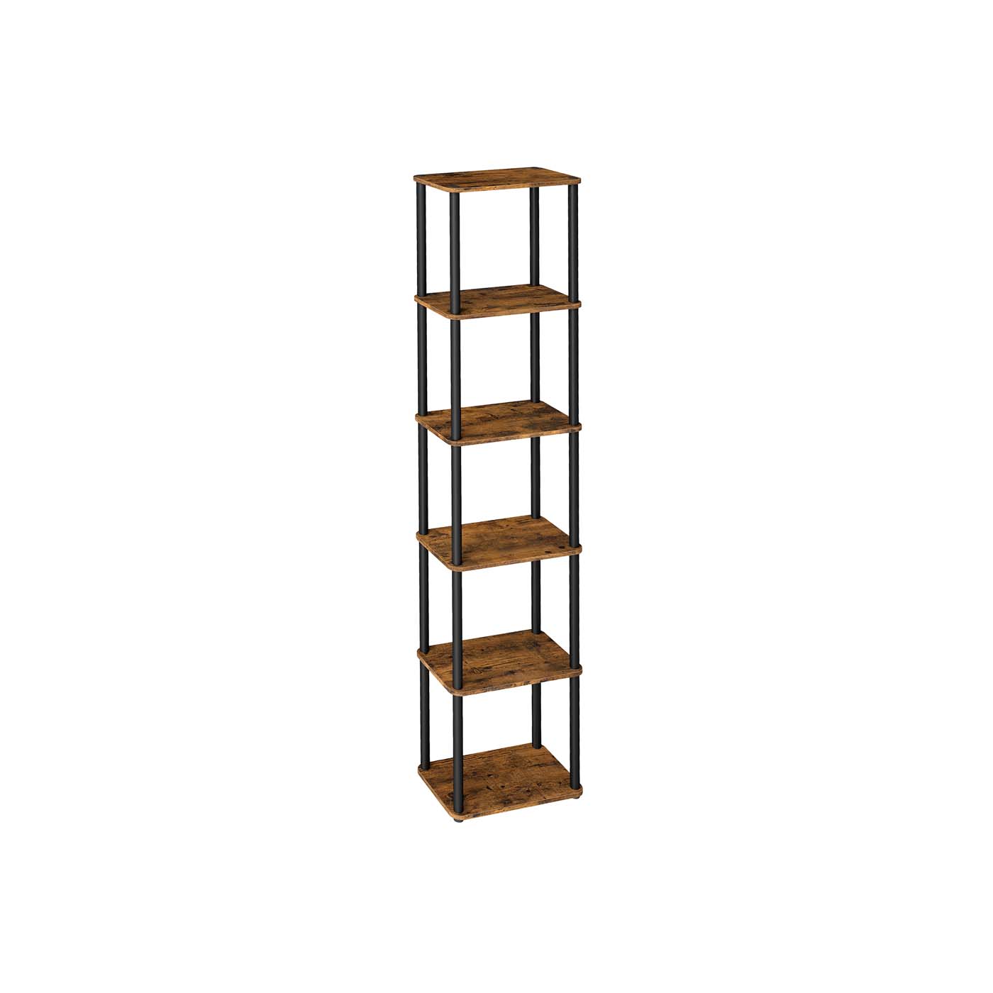Six-Tier Storage Shelf - Engineered Wood - Rustic Brown