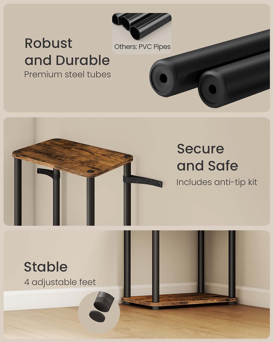 Six-Tier Storage Shelf - Engineered Wood - Rustic Brown