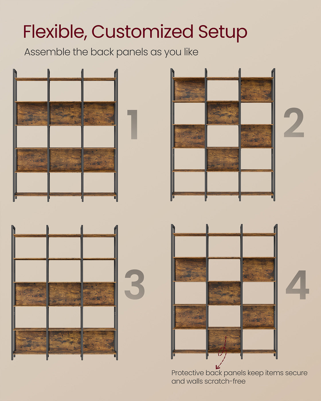 Bookcase - Six-Tier Industrial Style - Engineered Wood - Rustic Brown
