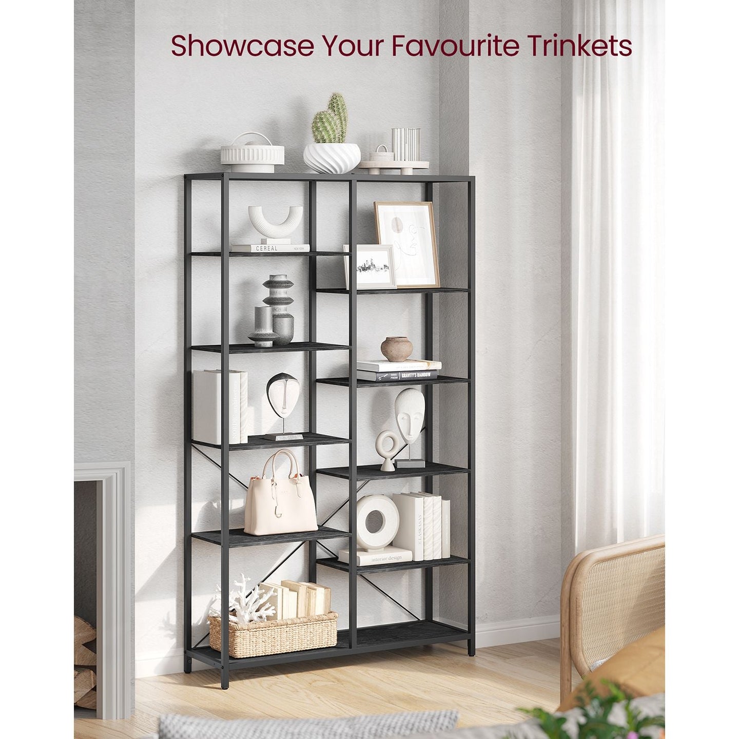 5-Tier Bookcase - Metal - Black