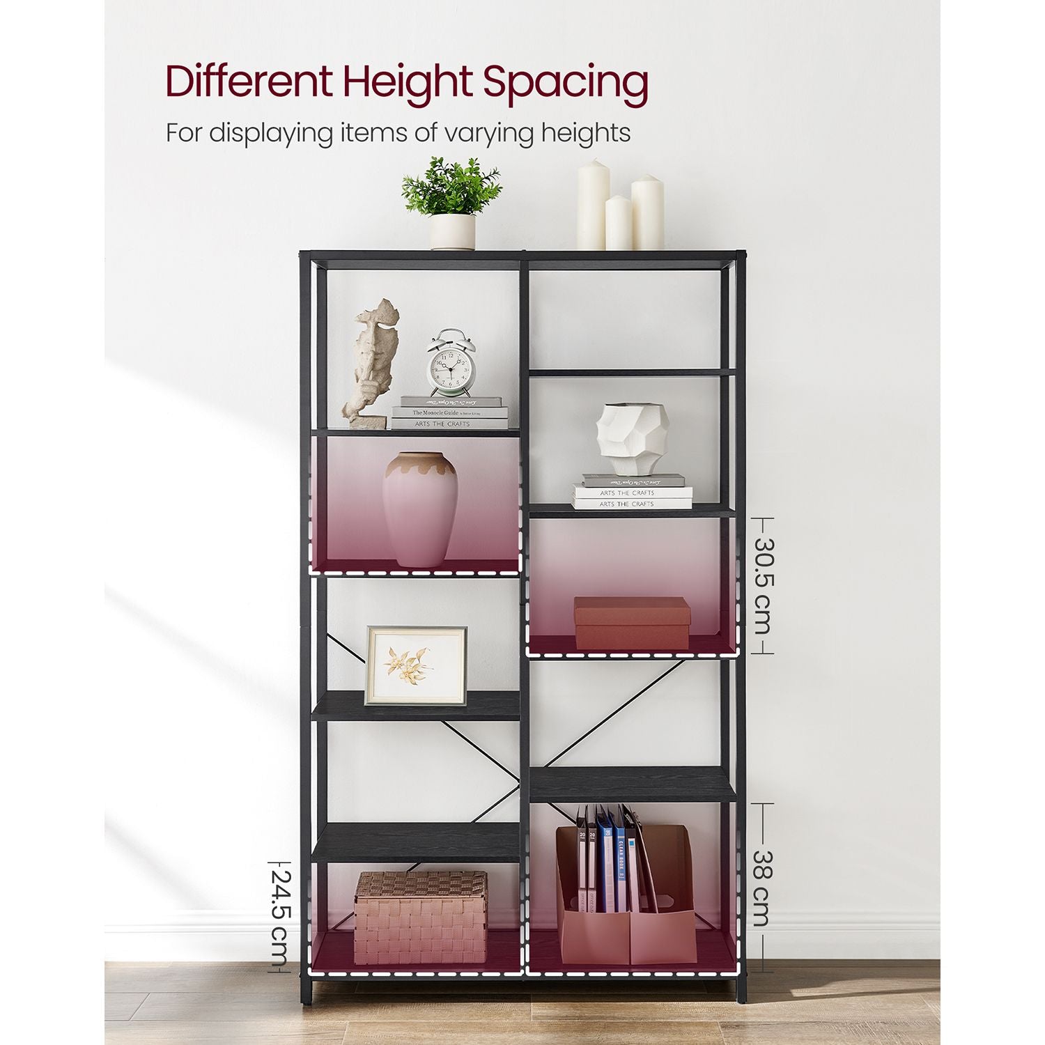 5-Tier Bookcase - Metal - Black