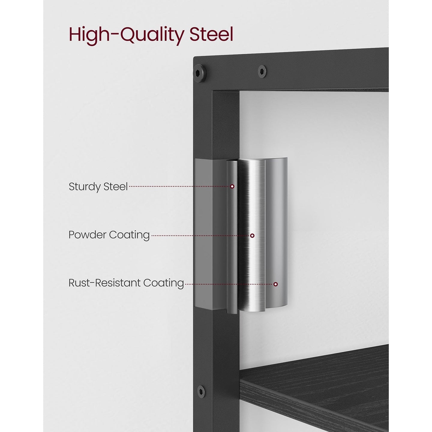 5-Tier Bookcase - Metal - Black