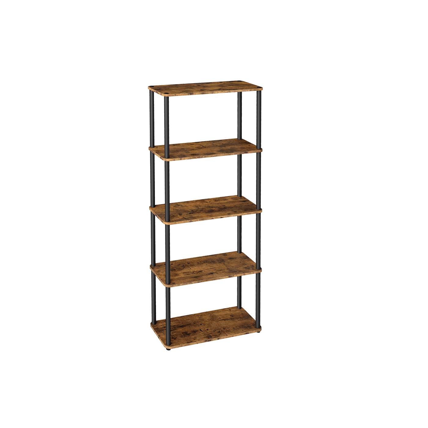 Five Tier Storage Shelf - Wood - Rustic Brown - Sturdy Design for Everyday Use