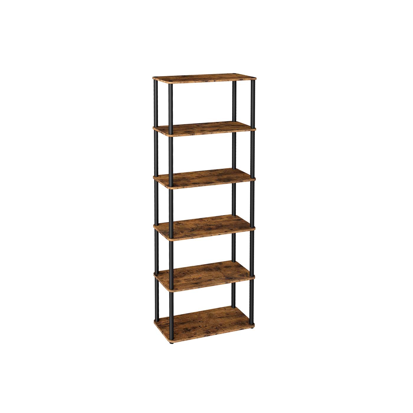 Six-Tier Storage Shelf - Engineered Wood - Rustic Brown - Sturdy Design for Everyday Needs