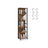 6-Tier Bookcase - Wood - Rustic Brown - Multiple Shelves with Hooks