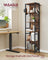 6-Tier Bookcase - Wood - Rustic Brown - Multiple Shelves with Hooks