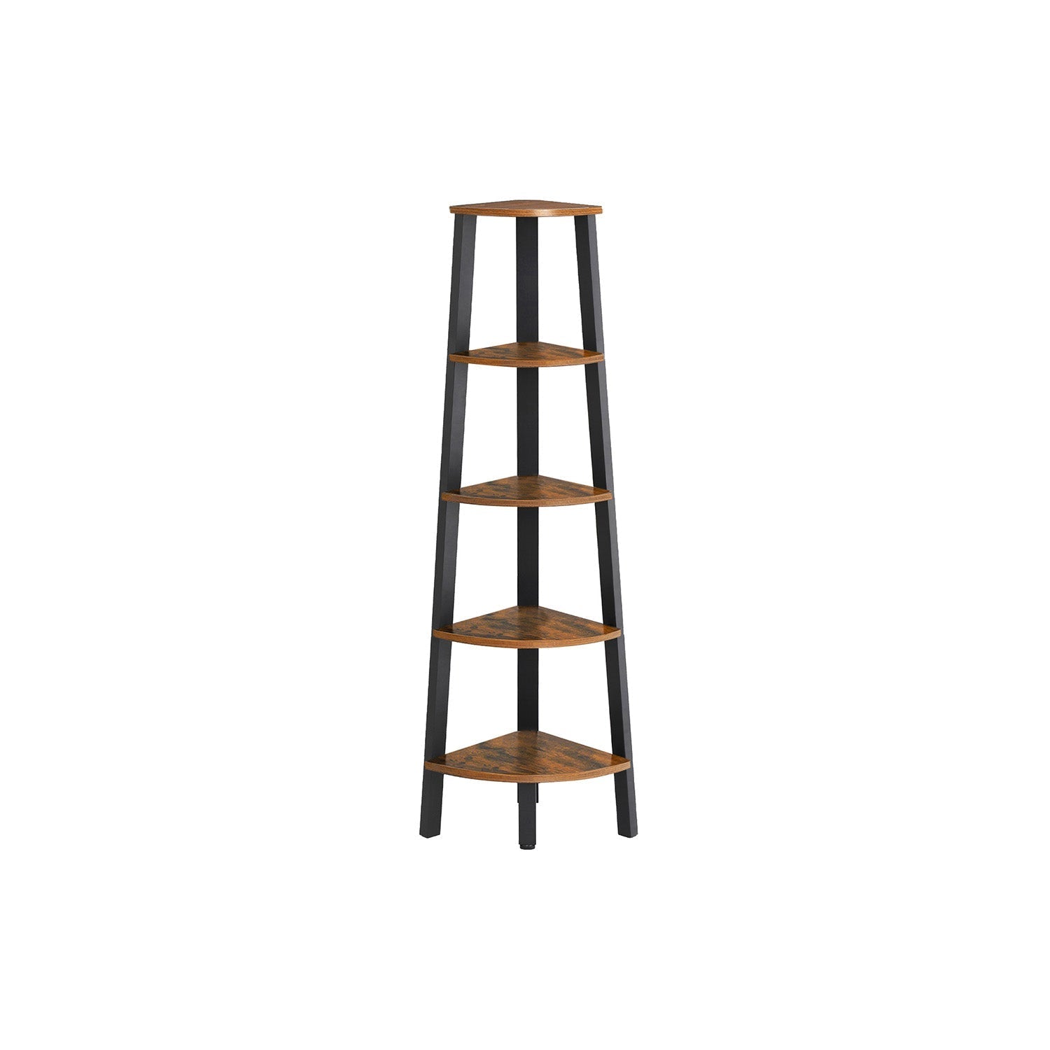 5 Tier Bookcase - Metal - Rustic Brown - Corner Design
