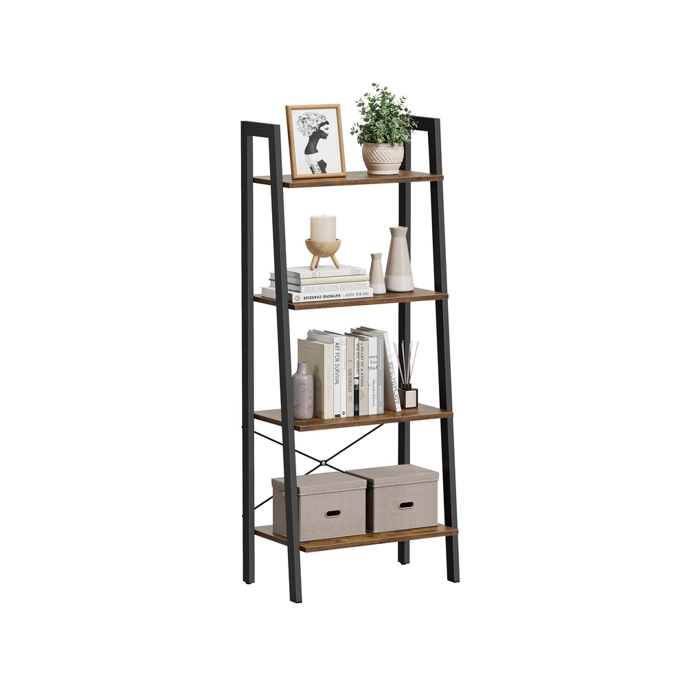 4-Tier Ladder Shelf - Wood - Rustic Brown - Aesthetic Appeal