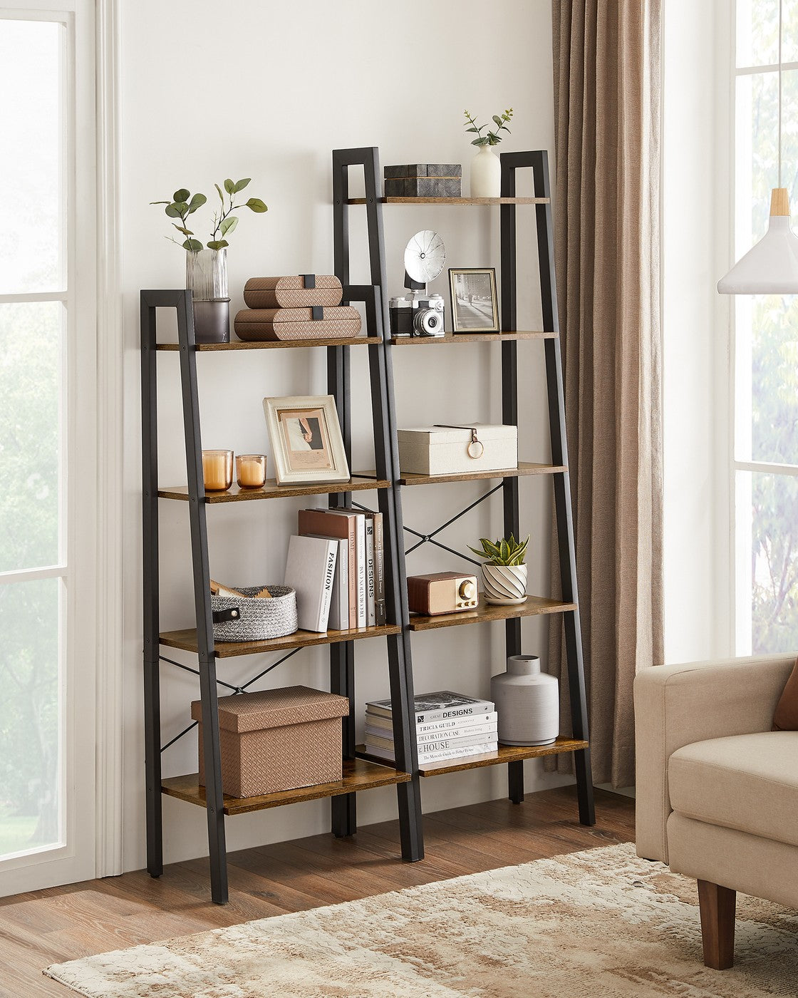 4-Tier Ladder Shelf - Wood - Rustic Brown - Aesthetic Appeal