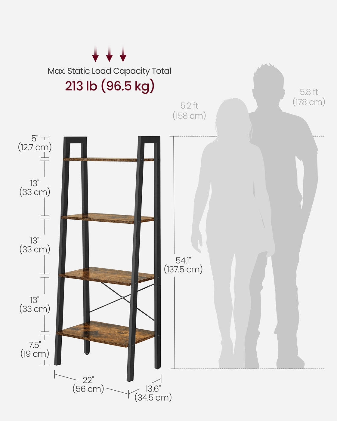 4-Tier Ladder Shelf - Wood - Rustic Brown - Aesthetic Appeal