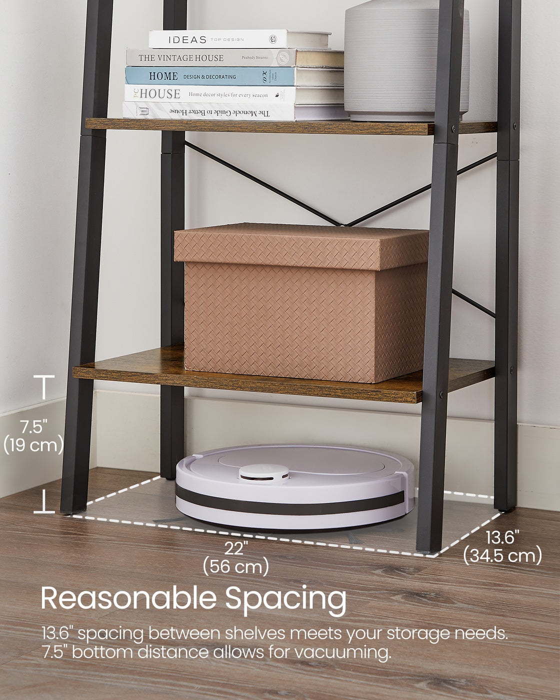 4-Tier Ladder Shelf - Wood - Rustic Brown - Aesthetic Appeal