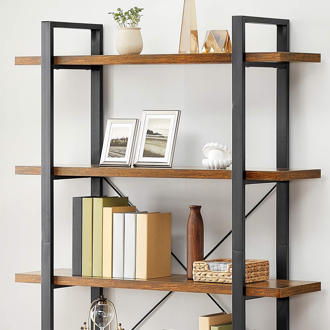5-Layer Bookcase - Wood - Rustic Brown