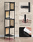 5-Tier Corner Shelf - Metal - Ebony Black - Rattan Effect Sides