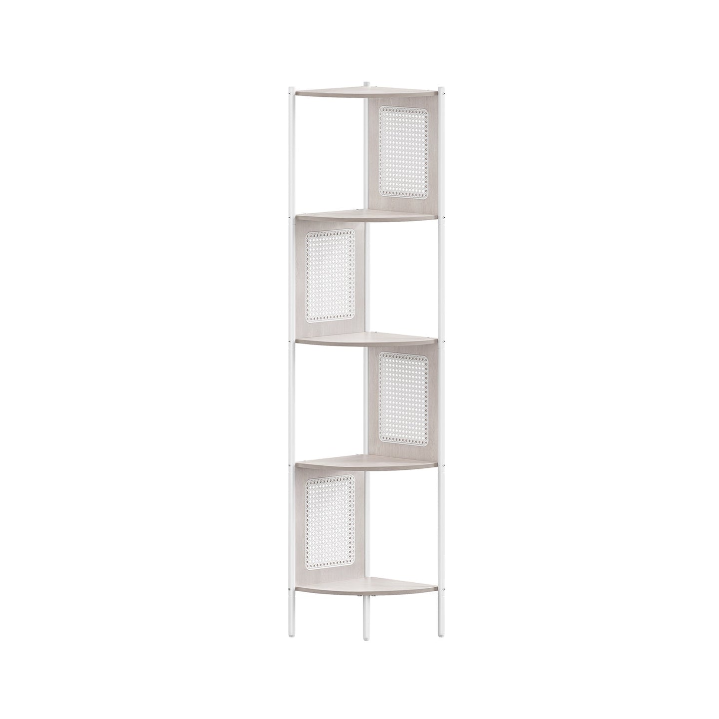 5-Tier Corner Shelf - Metal - Ebony Black - Rattan Effect Sides