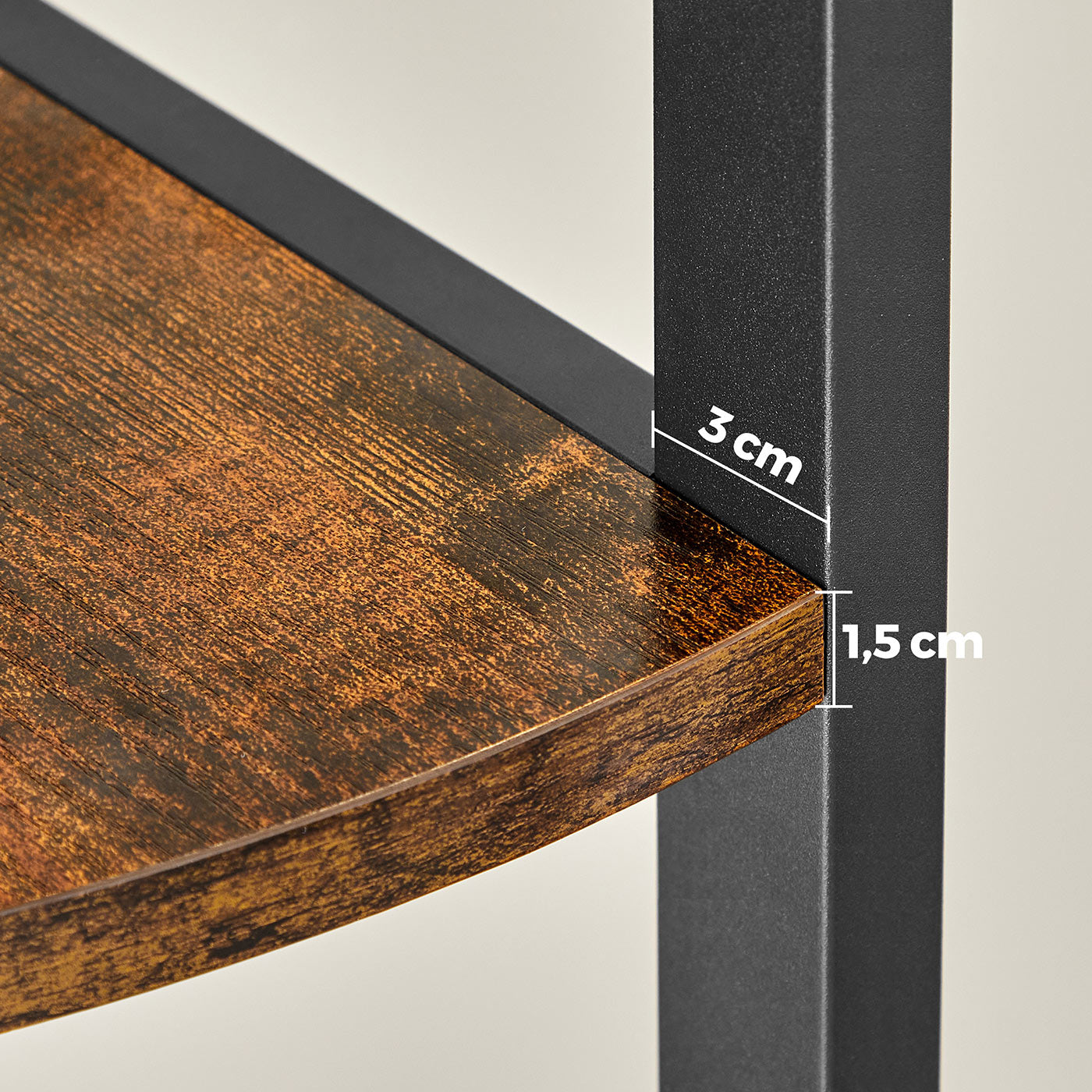 Corner Shelf - Wood - Rustic Brown and Black - 5-Tier Multipurpose Design