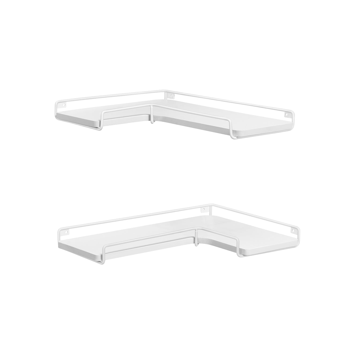 Set of 2 L-Shaped Floating Shelves - Wood - Cloud White