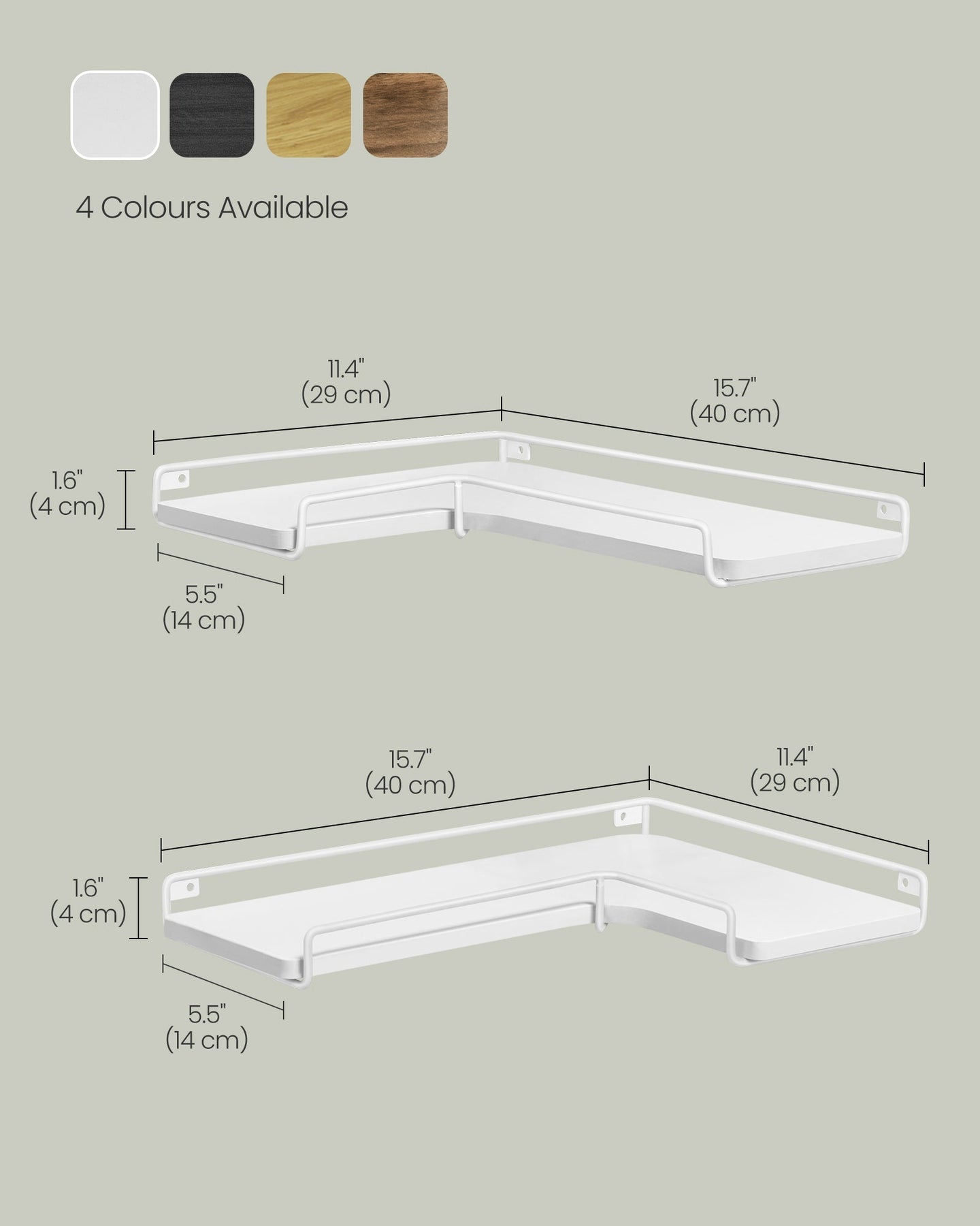 Set of 2 L-Shaped Floating Shelves - Wood - Cloud White