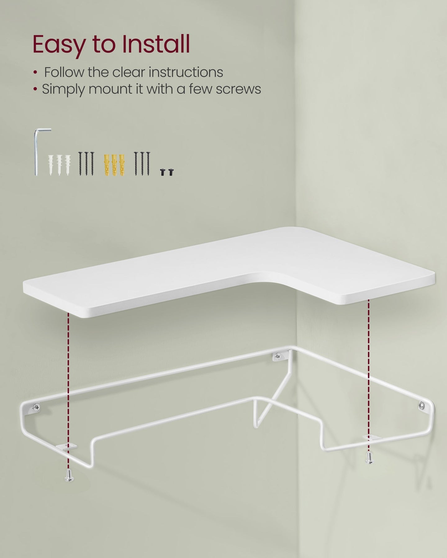 Set of 2 L-Shaped Floating Shelves - Wood - Cloud White
