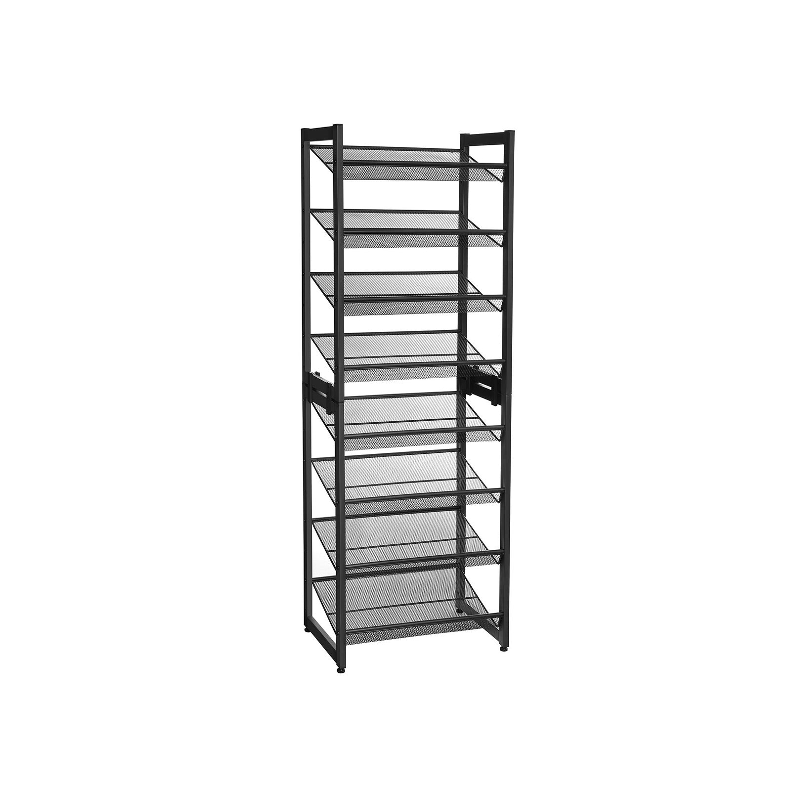 Stackable 4-Tier Shoe Organiser - Metal Mesh - Black - Compact Large Capacity for 16-24 Pairs