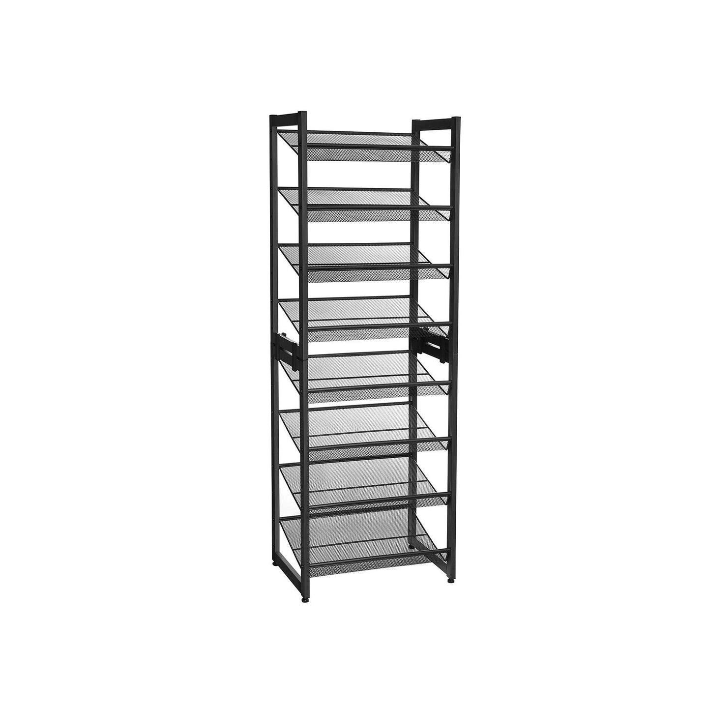 Stackable 4-Tier Shoe Organiser - Metal Mesh - Black - Compact Large Capacity for 16-24 Pairs