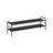 2-Tier Shoe Rack - Fabric - Ink Black - Height-Adjustable with 4 Hooks