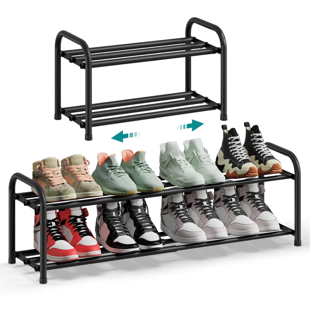 Expandable Shoe Rack - 2-Tier - Steel - Adjustable Shelves