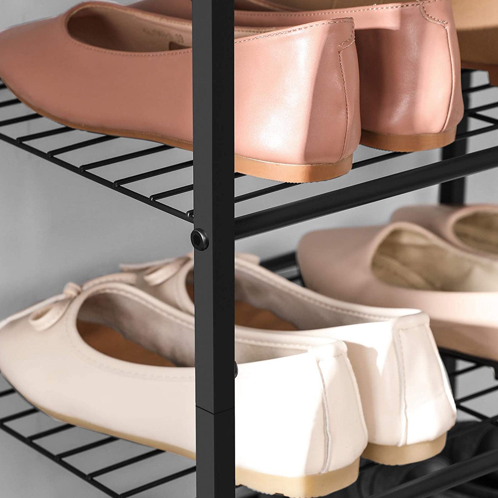 8-Tier Slim Shoe Rack - Metal - Black
