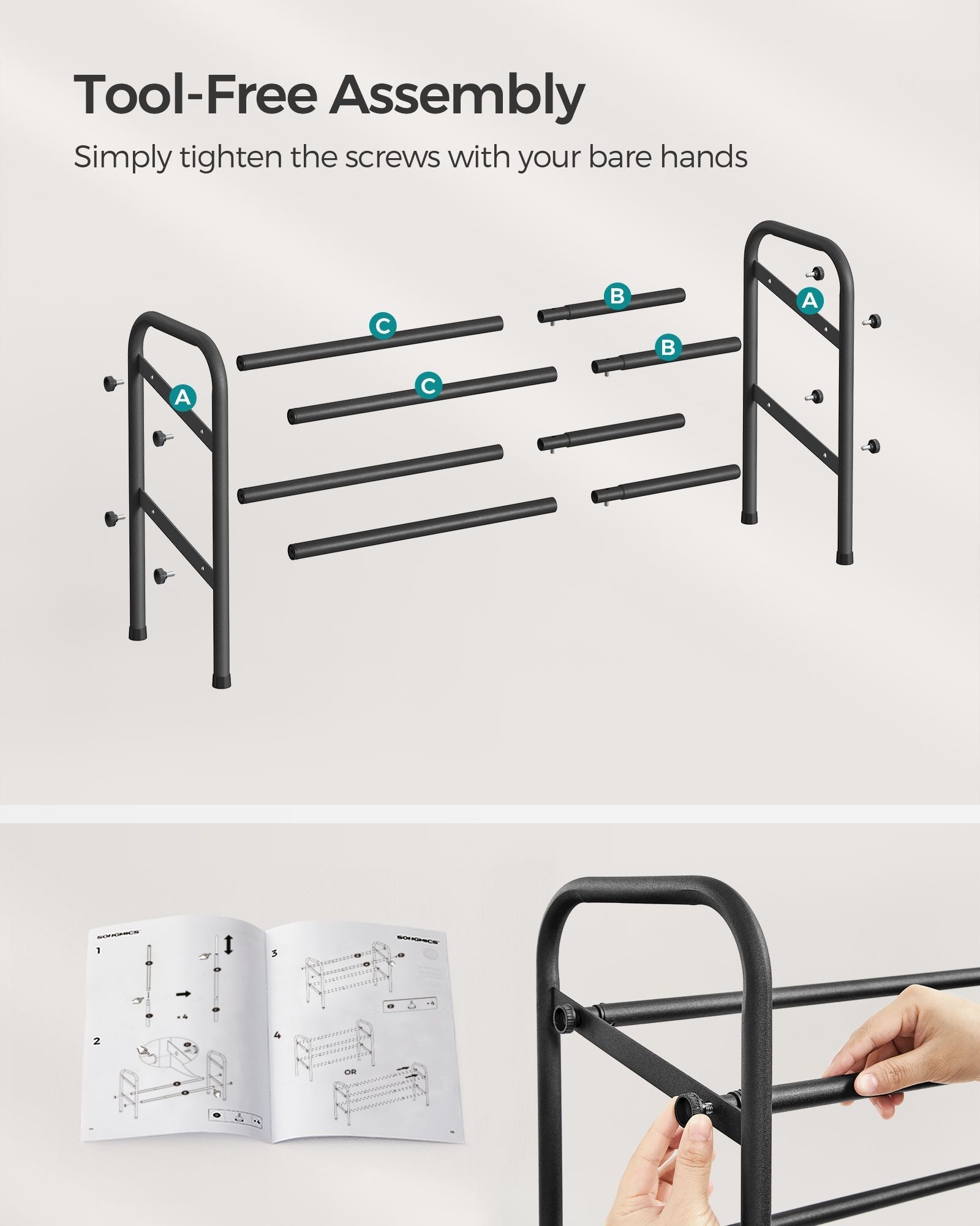 Expandable Shoe Rack - Metal - Ink Black - Adjustable 2-Tier Storage Solution