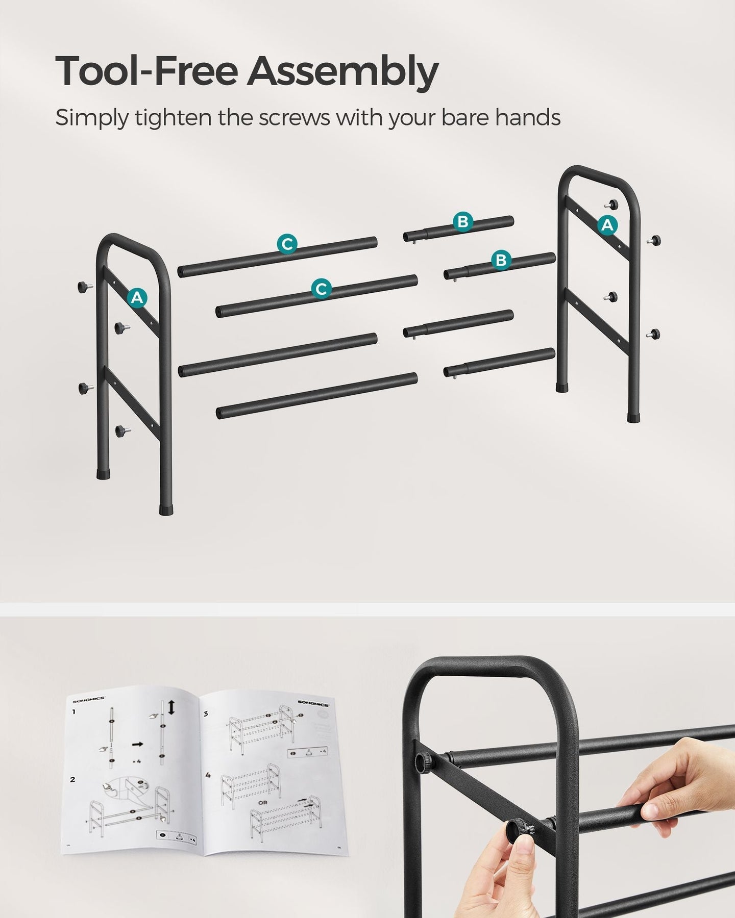 Expandable Shoe Rack - Metal - Ink Black - Adjustable 2-Tier Storage Solution