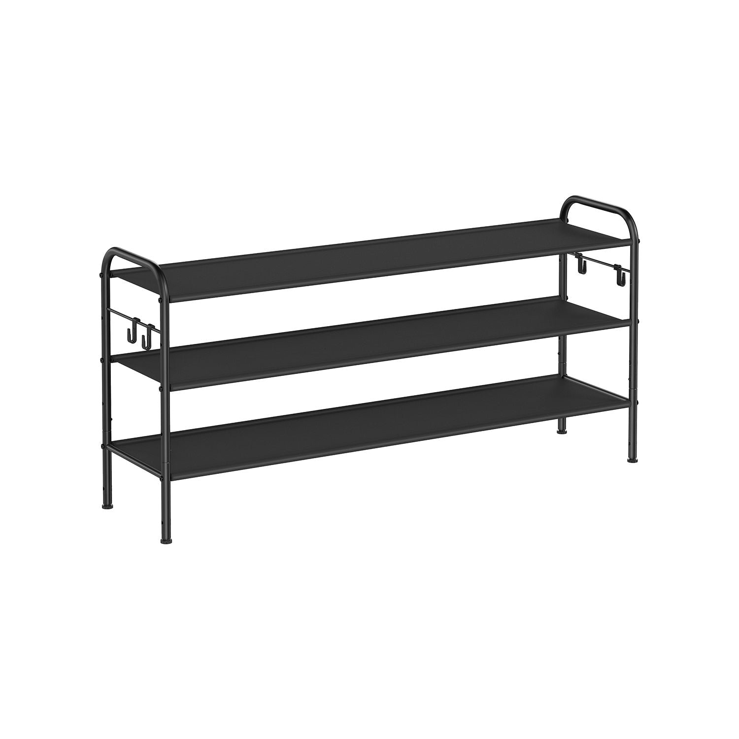 3-Tier Fabric Shoe Rack - Ink Black - Height-Adjustable