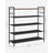 5-Tier Shoe Rack - Metal - Rustic Brown and Black - Open Design with Hooks