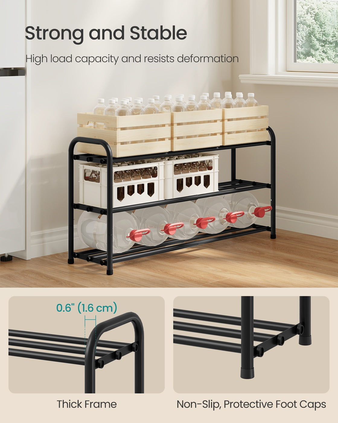 Expandable Shoe Rack - 3-Tier - Steel - Adjustable Shelves