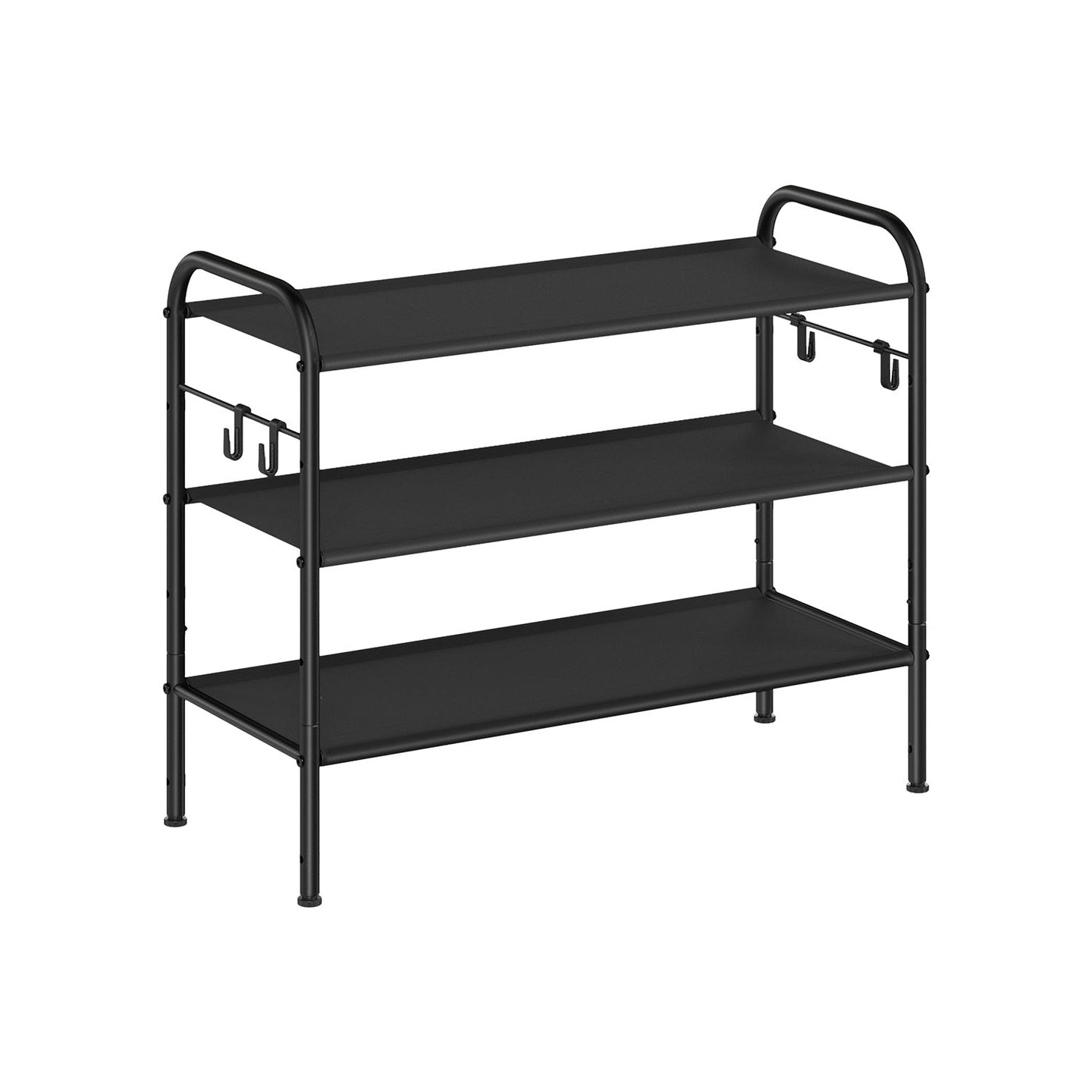 3-Tier Fabric Shoe Rack - Ink Black - Height-Adjustable