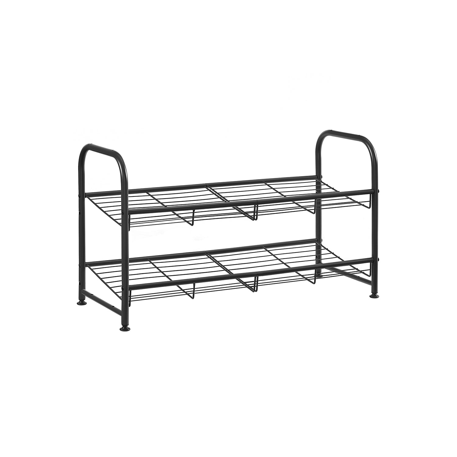 2-Tier Stackable Shoe Rack - Holds Up to 12 Pairs - Steel - Black - Durable and Reliable Construction