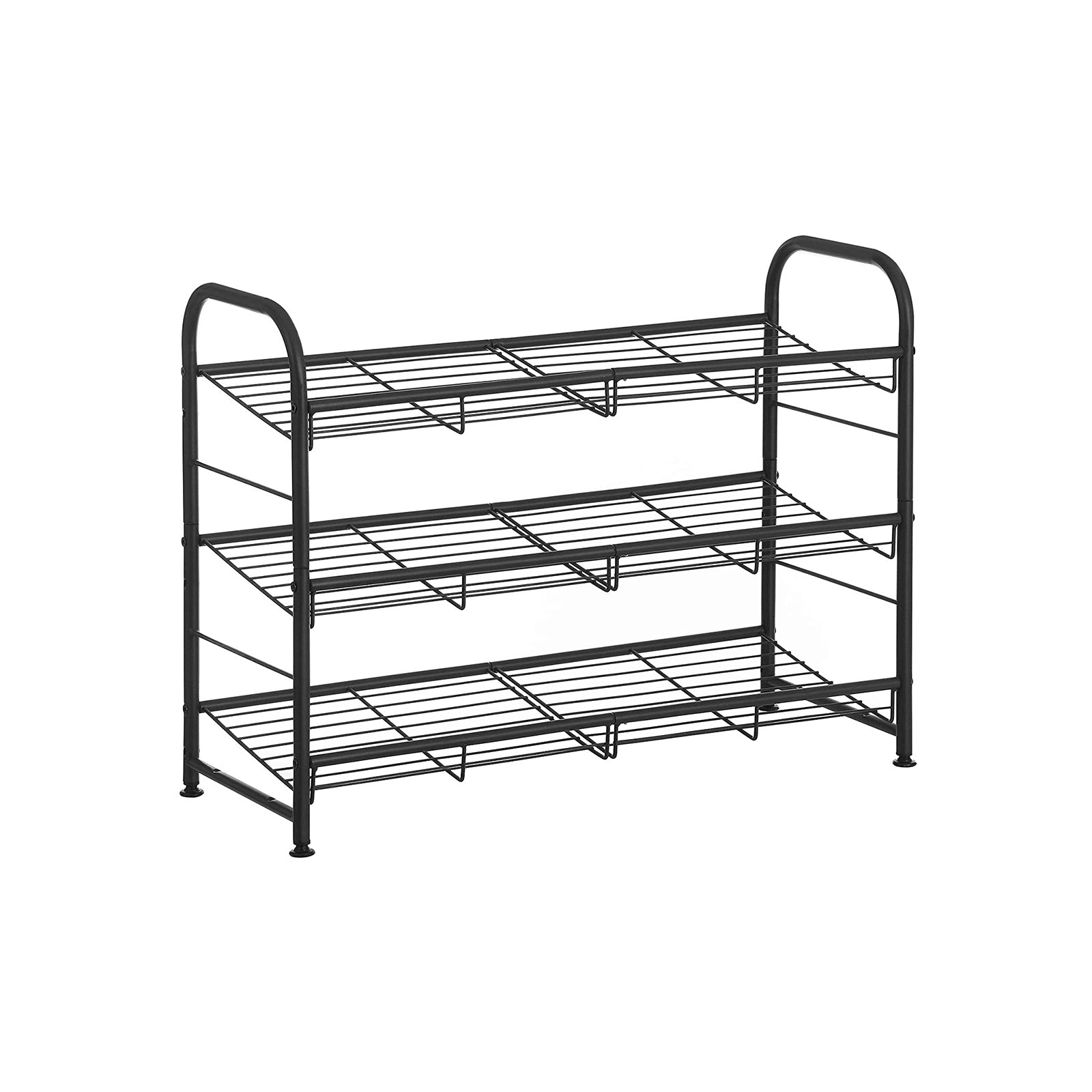 Shoe Rack - Steel - Black - Adjustable 3-Tier Storage for Up to 12 Pairs