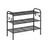 3-Tier Metal Shoe Rack - Holds 12 Pairs - Ink Black - Height-Adjustable with 4 Side Hooks