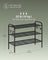 3-Tier Metal Shoe Rack - Holds 12 Pairs - Ink Black - Height-Adjustable with 4 Side Hooks