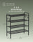 Shoe Rack - Metal - Ink Black - 4-Tier with Hooks