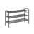 3-Tier Metal Shoe Rack - Ink Black - Height-Adjustable with 4 Hooks