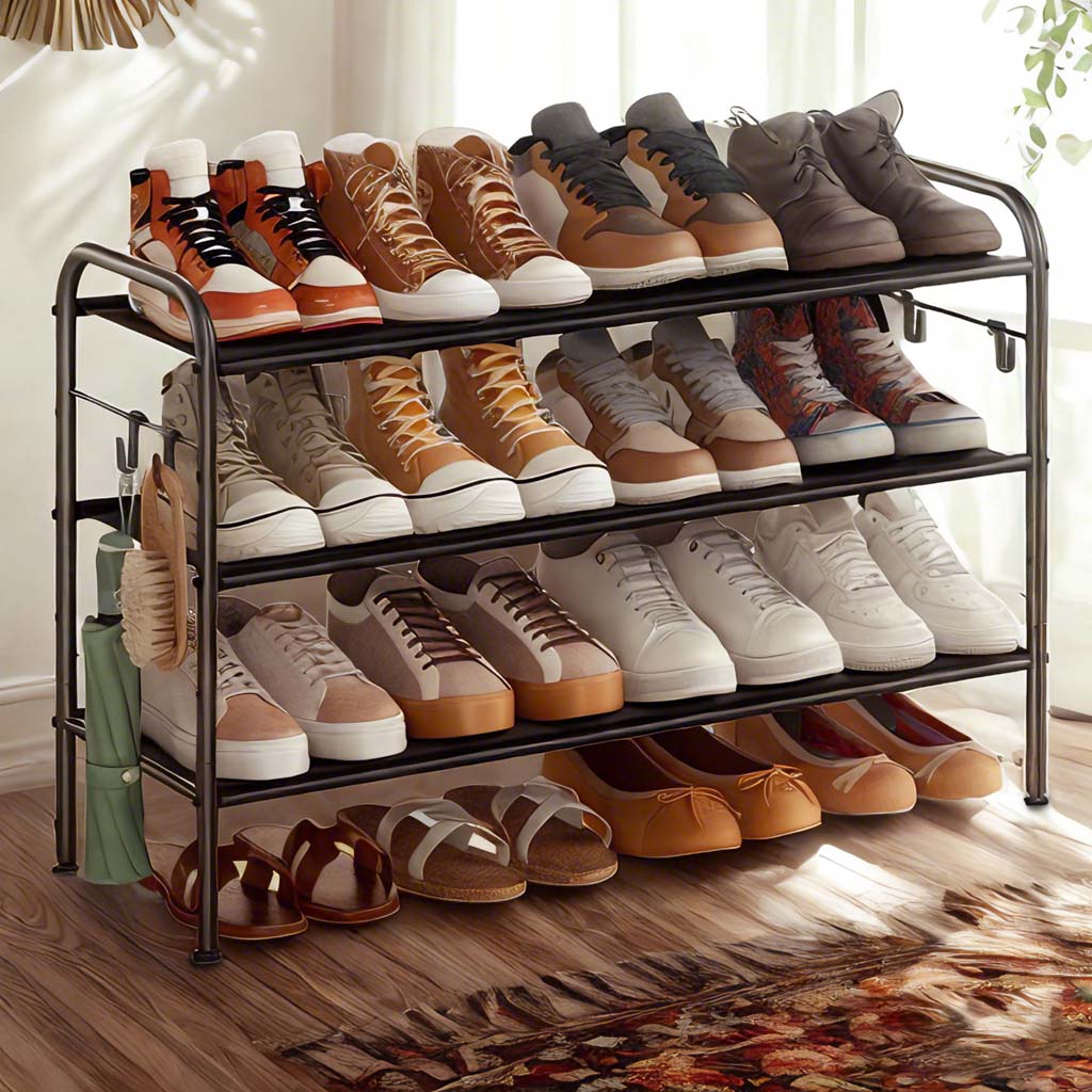 3-Tier Shoe Organizer - Fabric - Neutral Color