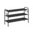 3-Tier Shoe Rack - Fabric - Ink Black - Height-Adjustable with 4 Hooks