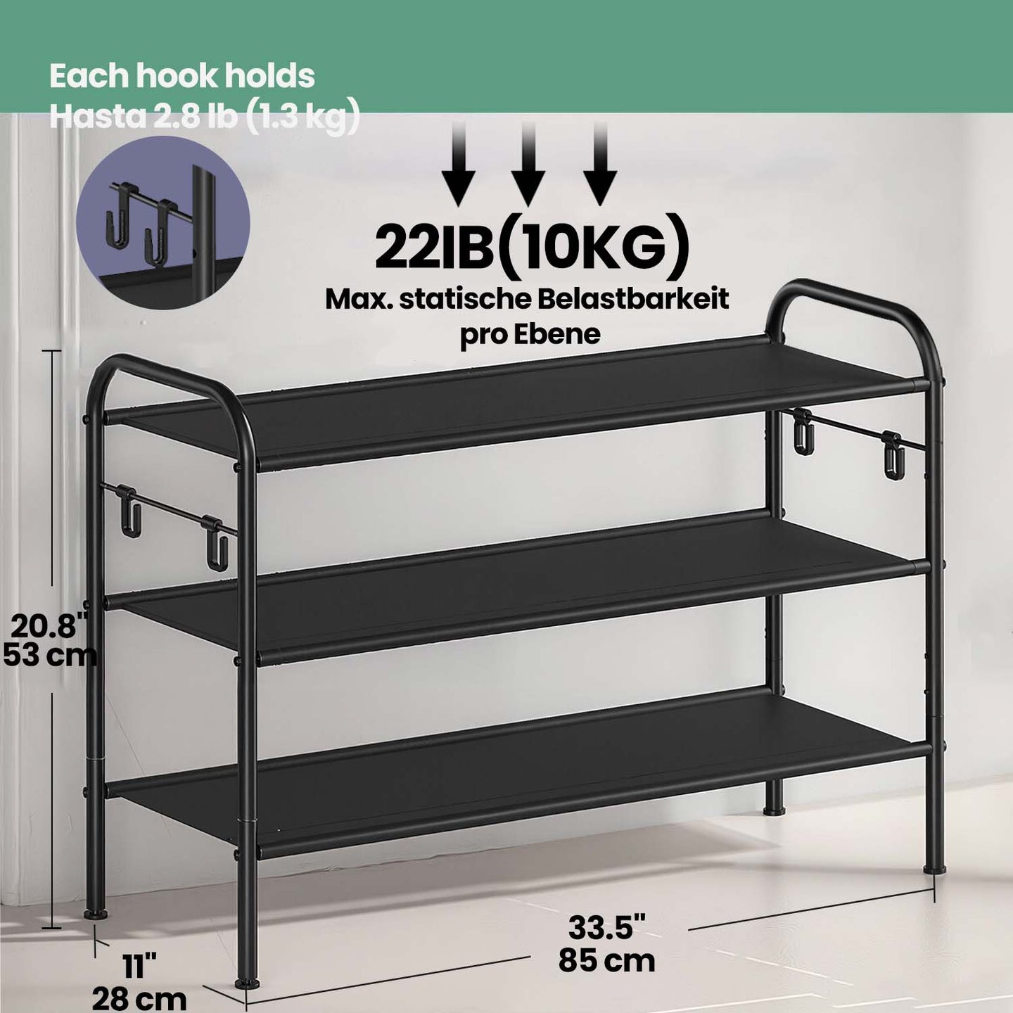 3-Tier Shoe Organizer - Fabric - Neutral Color