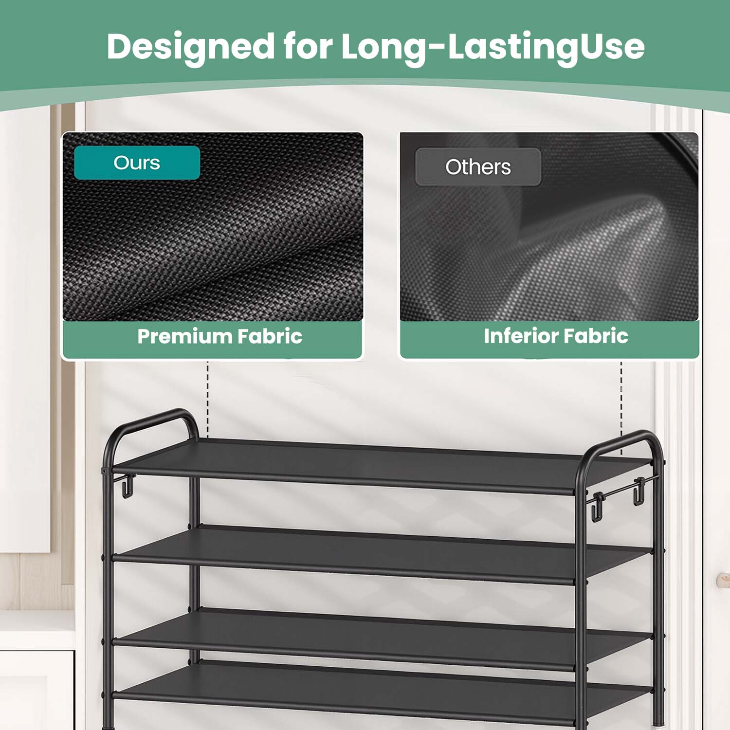 3-Tier Shoe Organizer - Fabric - Neutral Color