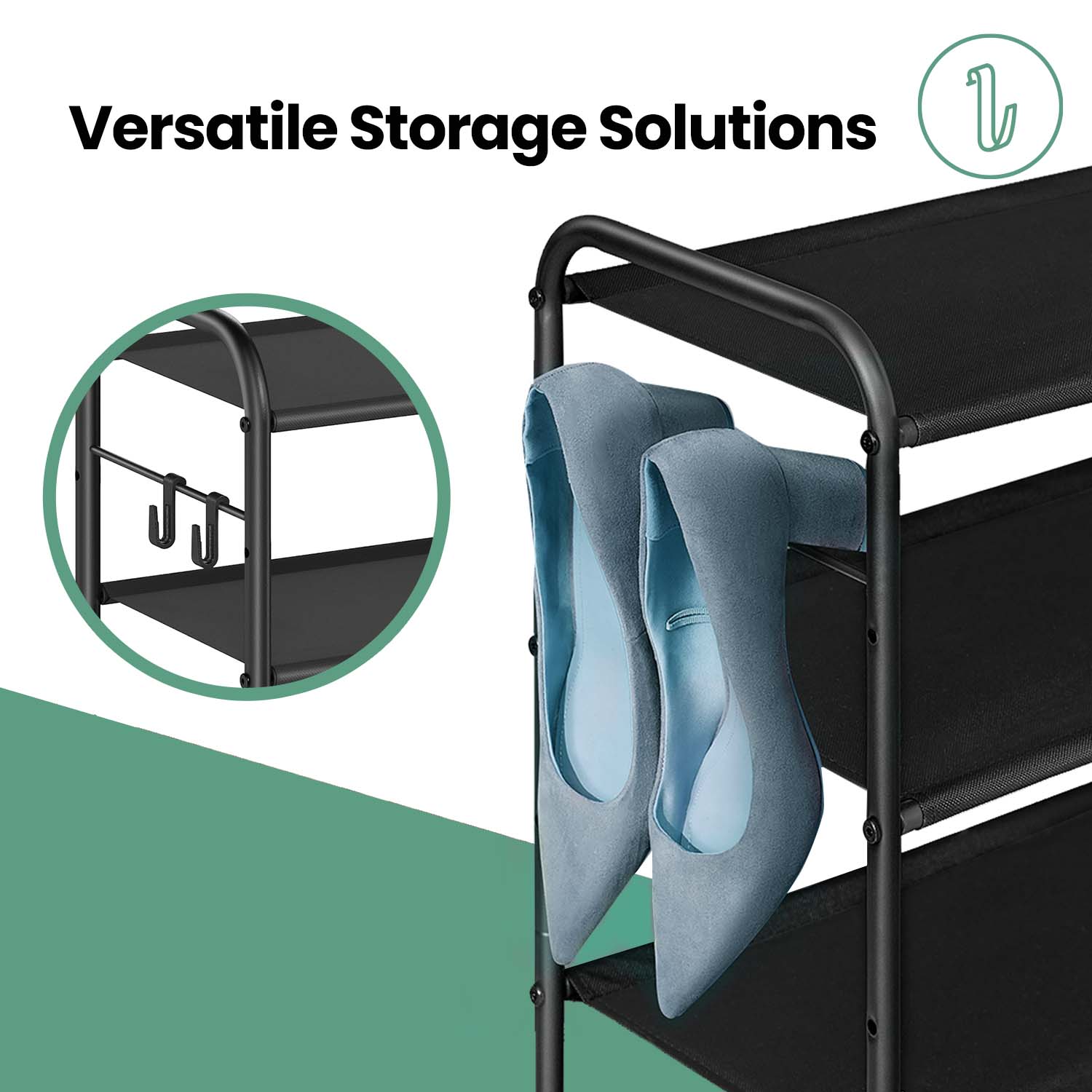 3-Tier Shoe Organizer - Fabric - Neutral Color