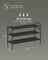 3-Tier Shoe Rack - Fabric - Ink Black - Height-Adjustable with 4 Hooks