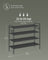 4-Tier Shoe Rack - Fabric - Ink Black - Height-Adjustable with 4 Hooks