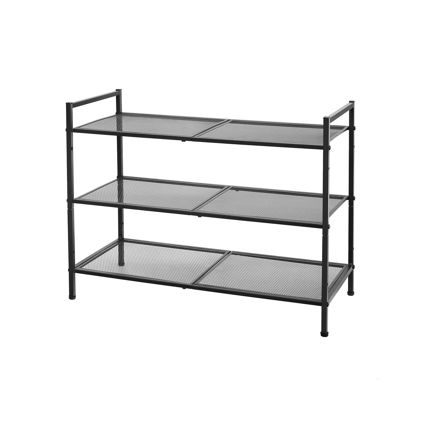 Shoe Rack - Metal - Black - 3-Tier Stackable Design for 9-12 Pairs of Shoes